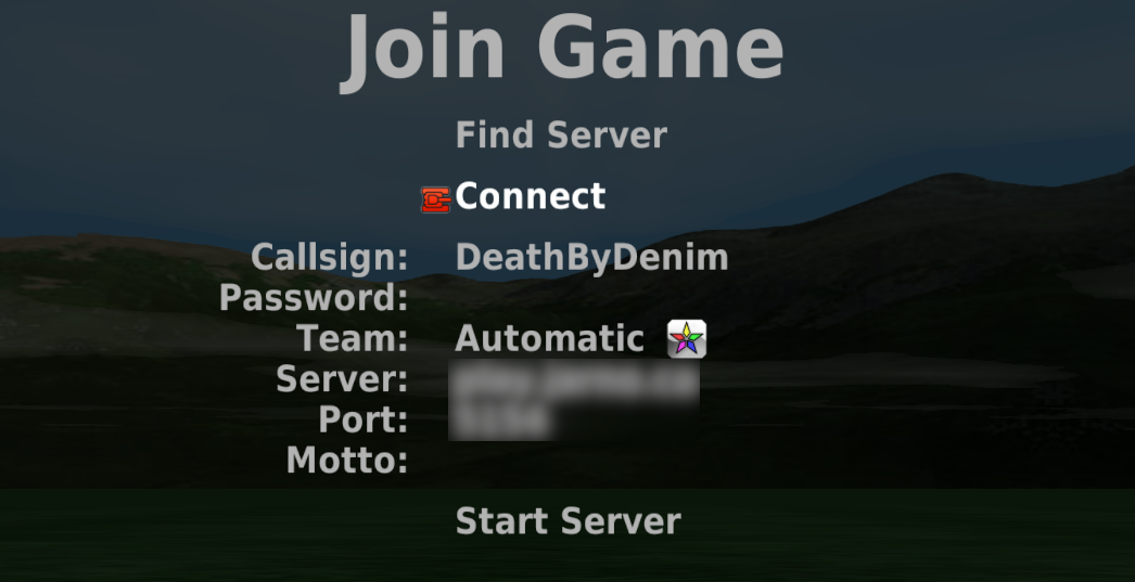 Server join screen for Bzflag