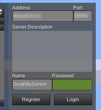 The register screen in the Luanti client