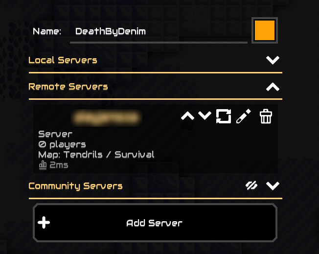 The join screen in Mindustry with the server added