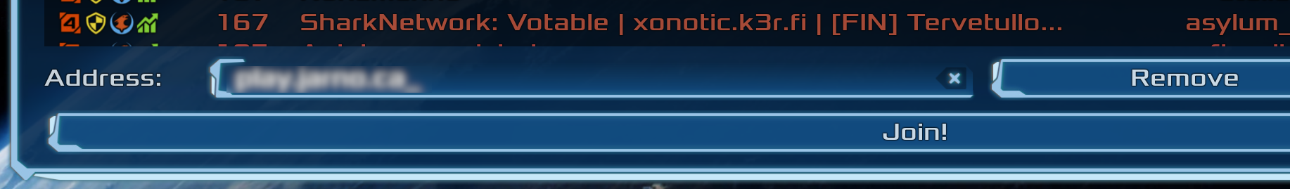 Server name input in Xonotic